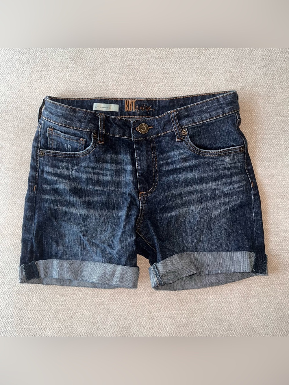 Kut From the Kloth Dark Blue Katy Boyfriend Jean Shorts Women’s 4 Rolled Cuff